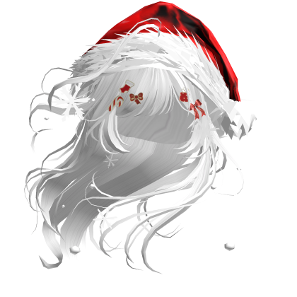 Lush Windy Hair w/Santa Hat (White)