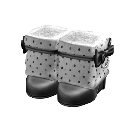 Elegant Polka Dot Hime Gyaru Bow Fur Heel Boots thumbnail