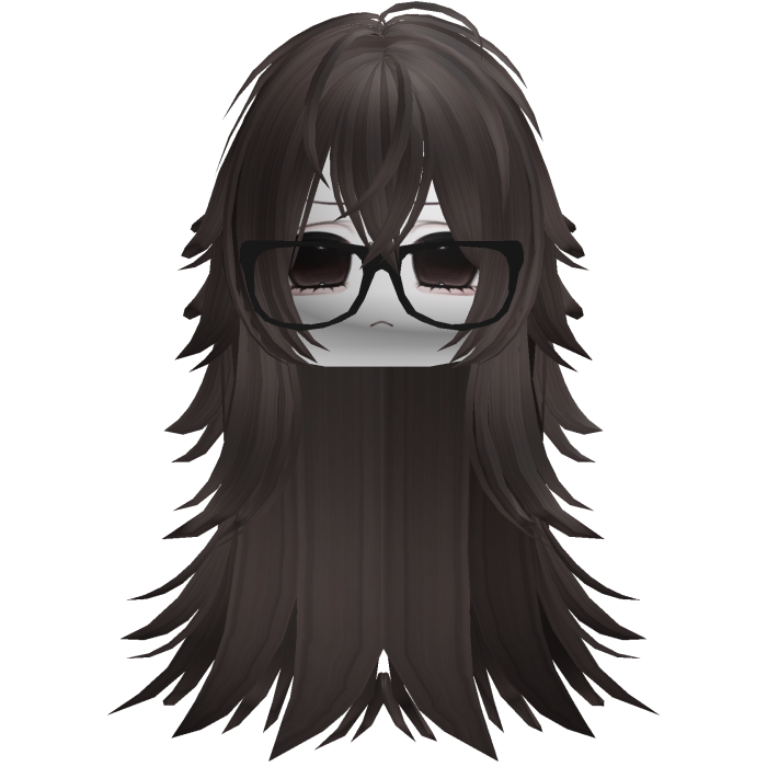 Vkei Moe Dark Brown Messy Long Hair /w Glasses
