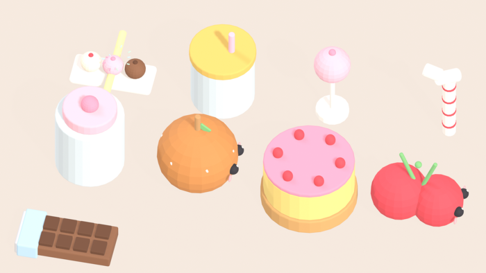 Low Poly Food and Dessert Pack x60 Cake Sweets preview 2