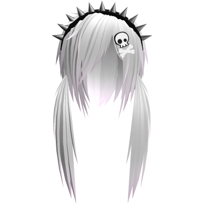 Grey&Pink Fade Emo Vkei Pigtails w Goth Headband Roblox item