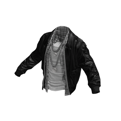 Black Leather Jacket Layered w/ Flannel
