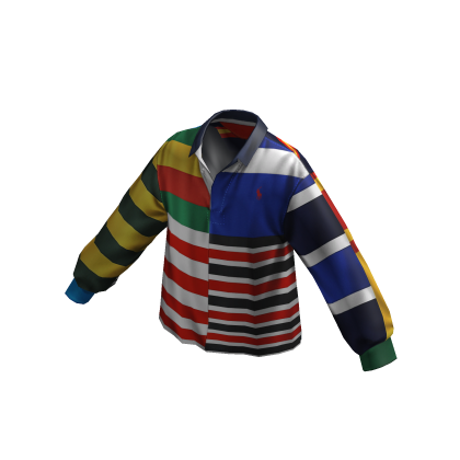 Ralph Lauren Patchwork-Stripe Jersey Rugby Shirt