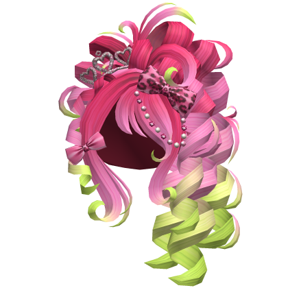 Pink Gyaru Curly Side Pony Pink & Green Roblox item