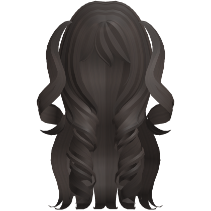 curly long princess pigtails dark brown hair Roblox item