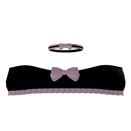 cute black and pink ruffled top with bow nd collar