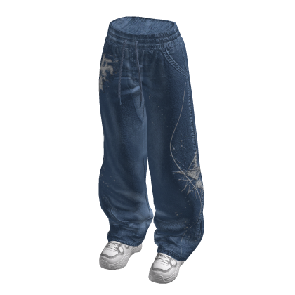 Baggy Pants with Abstract Graphics (Navy)