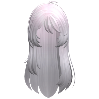 Long messy layered straight hair in grey pink