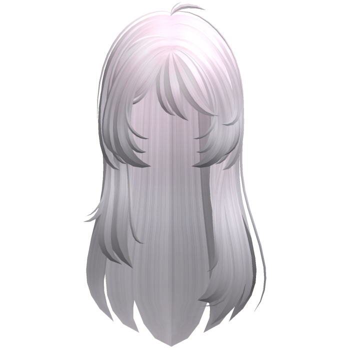 Long messy layered straight hair in grey pink