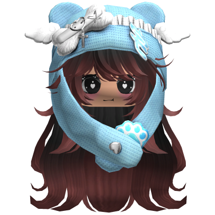 Cute Long Black and red hair Cap Cat Y2k