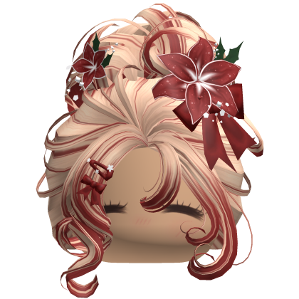 ♡ Christmas Flowery Bun Updo (Blonde & Red)