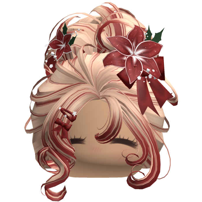 ♡ Christmas Flowery Bun Updo (Blonde & Red)