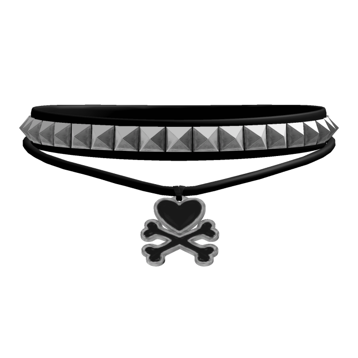 ♡ emo alt studded heart choker