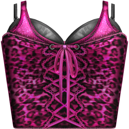 Y2k Pink Leopard Print Gyaru Lace Corset thumbnail