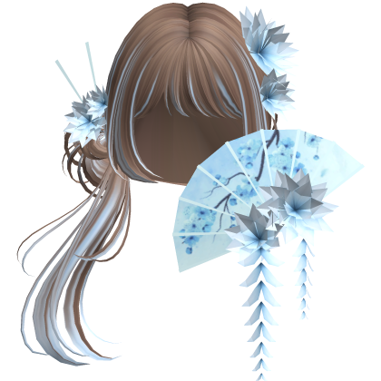 Side Ponytail w/ Cherry Blossoms & Fan