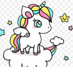 Cute and magical unicorn group
