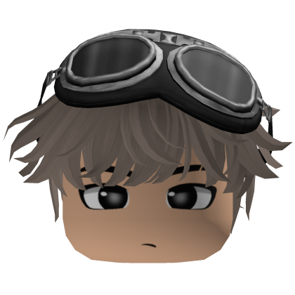 Ash Brown Messy Fluffy Hair w/ Y2K Goggles Roblox item