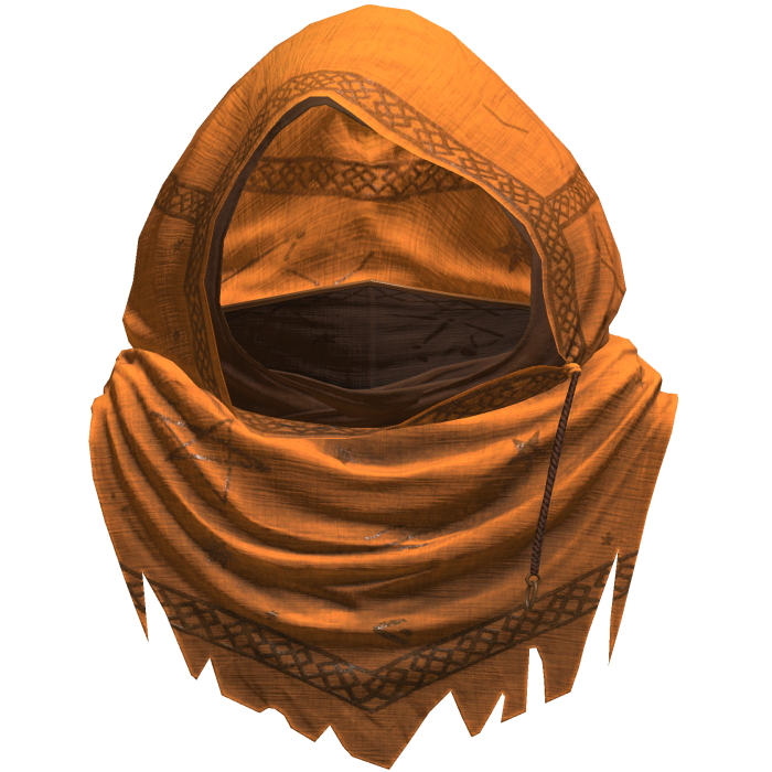 Orange Sorcerer Distressed Rune Hood