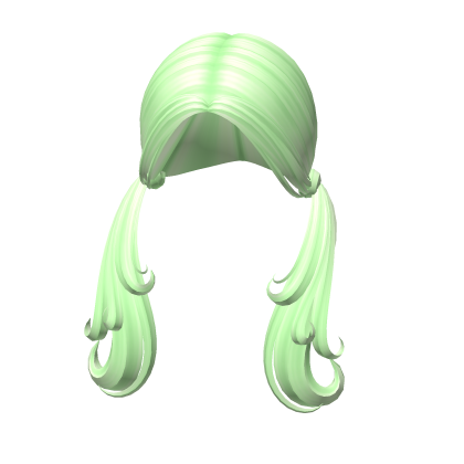 -',ৎ Shaggy Curtain Bang Pigtails in Green