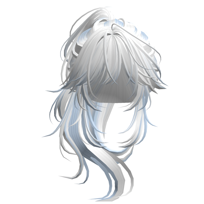 Wolfcut Anime Layered Ponytail White&Blue