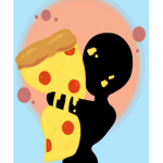 We eat pizza