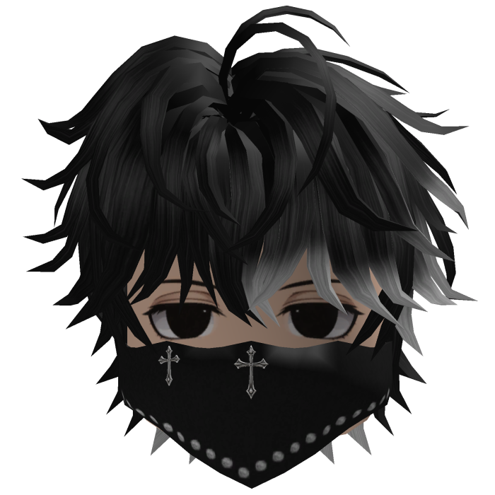 Messy Hair w/ Bandana & Glasses (Black/Gray)