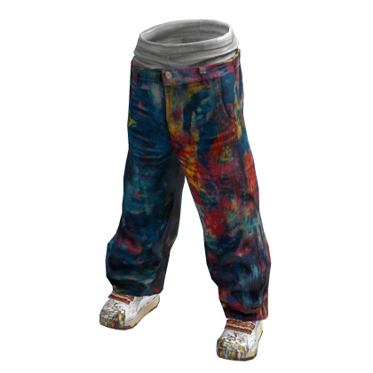 Multi color Baggy Jeans Pants w/ Platform Shoes