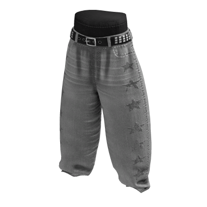 Star Baggy Pants — Light Gray