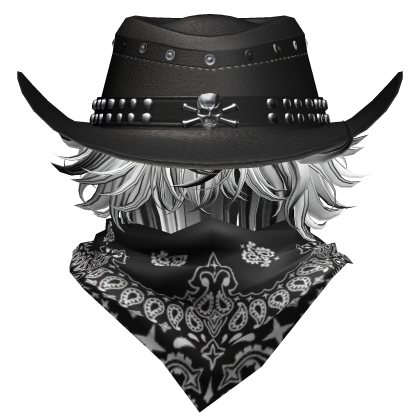 White&Black Gothic Cowboy Hair w/ Neck Scarf