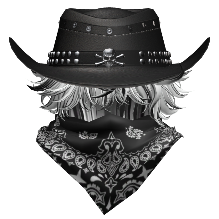 White&Black Gothic Cowboy Hair w/ Neck Scarf