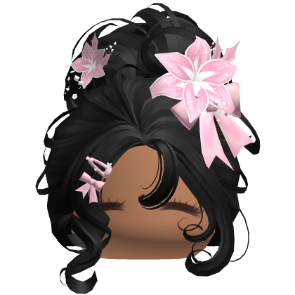♡ Christmas Flowery Bun Updo (Black)