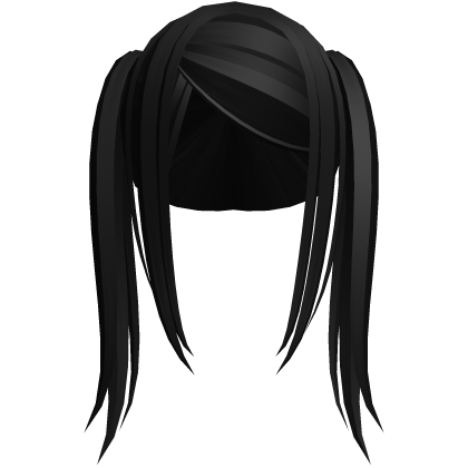 ꒰♡꒱ black kawaii y2k loose moe jill hair twintails Roblox item