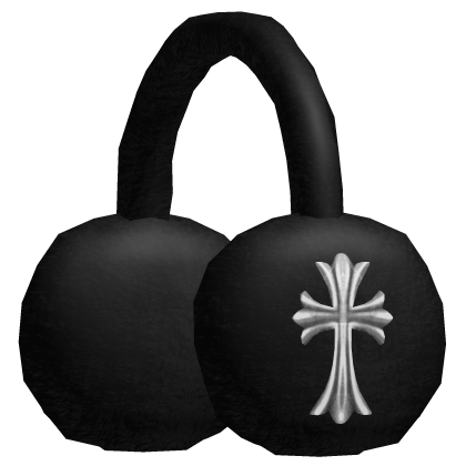 Y2K Cross Black Fluffy Earmuffs thumbnail
