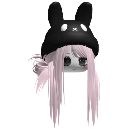Moe Messy Girl Hair W/ Bunny Hat  Pink V2
