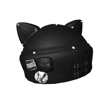 Black riot patch cat beanie
