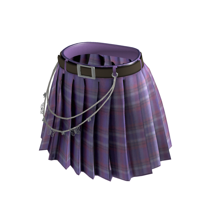 Lavender Y2K Plaid Skirt w/ Chains