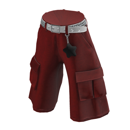 💗Y2K URBAN LOOSE STAR CARGO_RED thumbnail