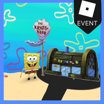 yellow sponge square shorts work at a burger place