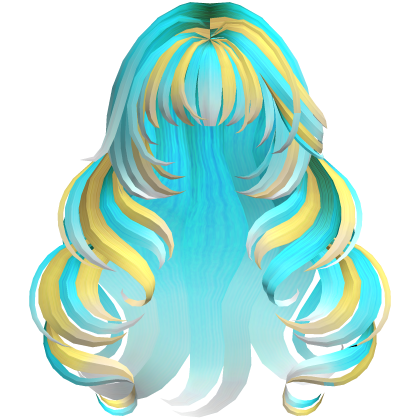 voluminous layered curly hair in blue yellow