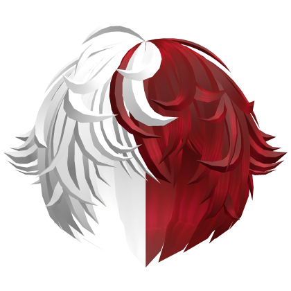 red&white emo moe vkei messy anime hair w tufts Roblox item