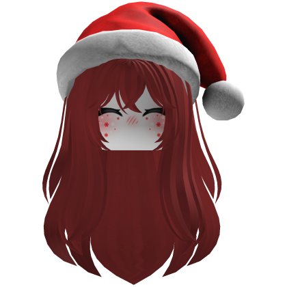cute fluffy hair a Christmas hat beret (Red) Roblox item