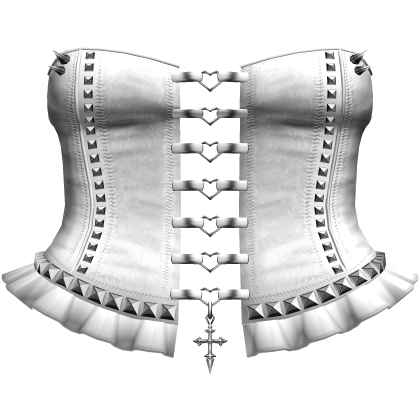 Emo Spikey Studded Heart Corset Dress in White