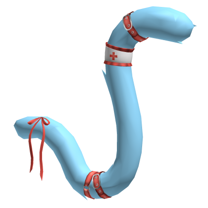 Blue Red Ribbon Nurse Cat Tail Roblox item