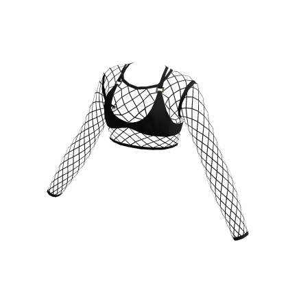 Black Fishnet Rave Crop Top thumbnail