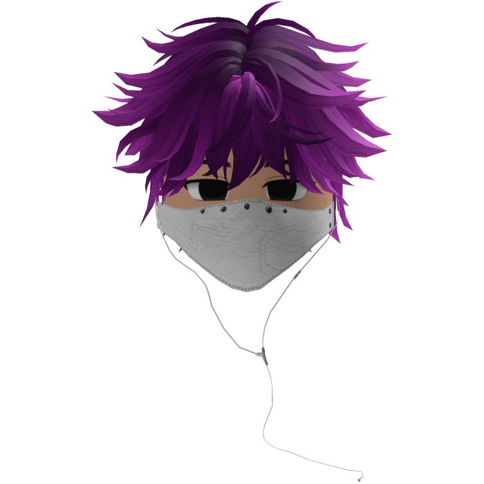Cute Emo Boy Headphones Mask white Y2K ( purple )