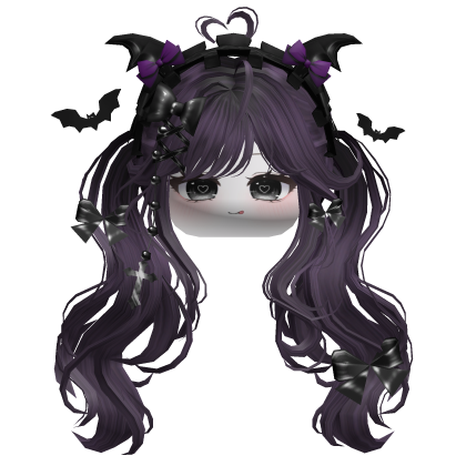 Goth Wavy Pigtails w/Headband (Dark Red)