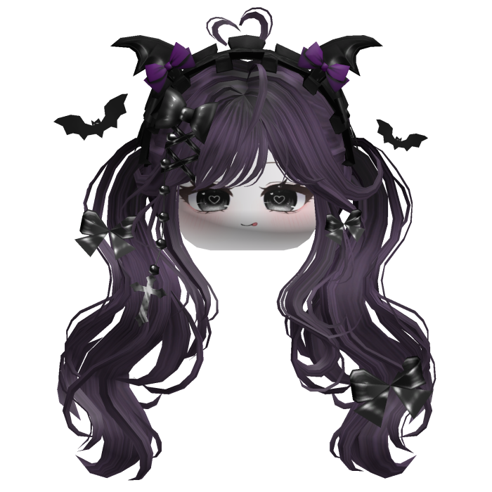Goth Wavy Pigtails w/Headband (Dark Red)