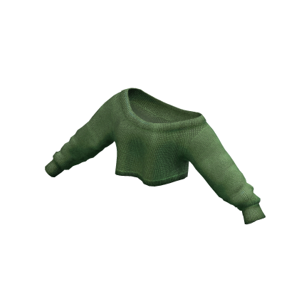 Green Off Shoulder Cropped Sweater