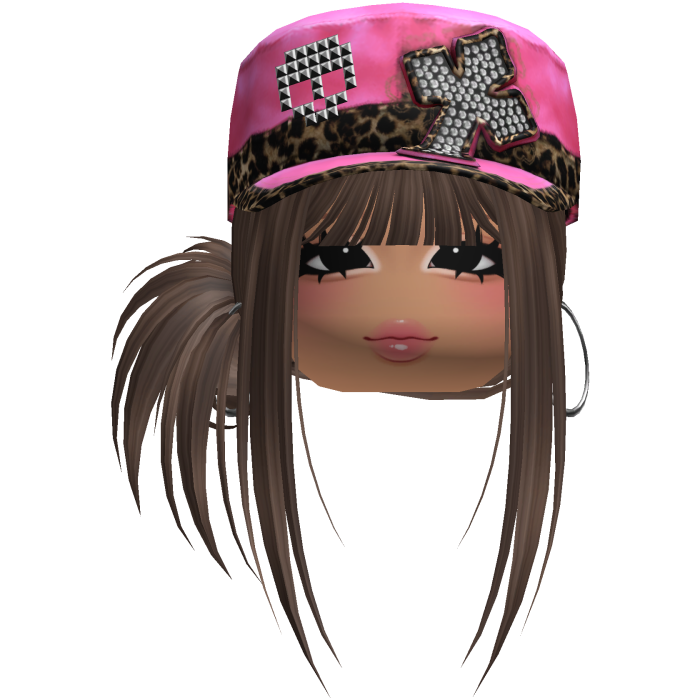 Gyaru Side Bun Hair w/ Cheetah Cap & Earrings