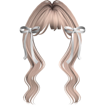 Soft Girl Wavy White Bows Bangs (Platinium) Roblox item